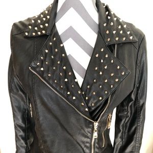 Spiked Faux leather jacket.